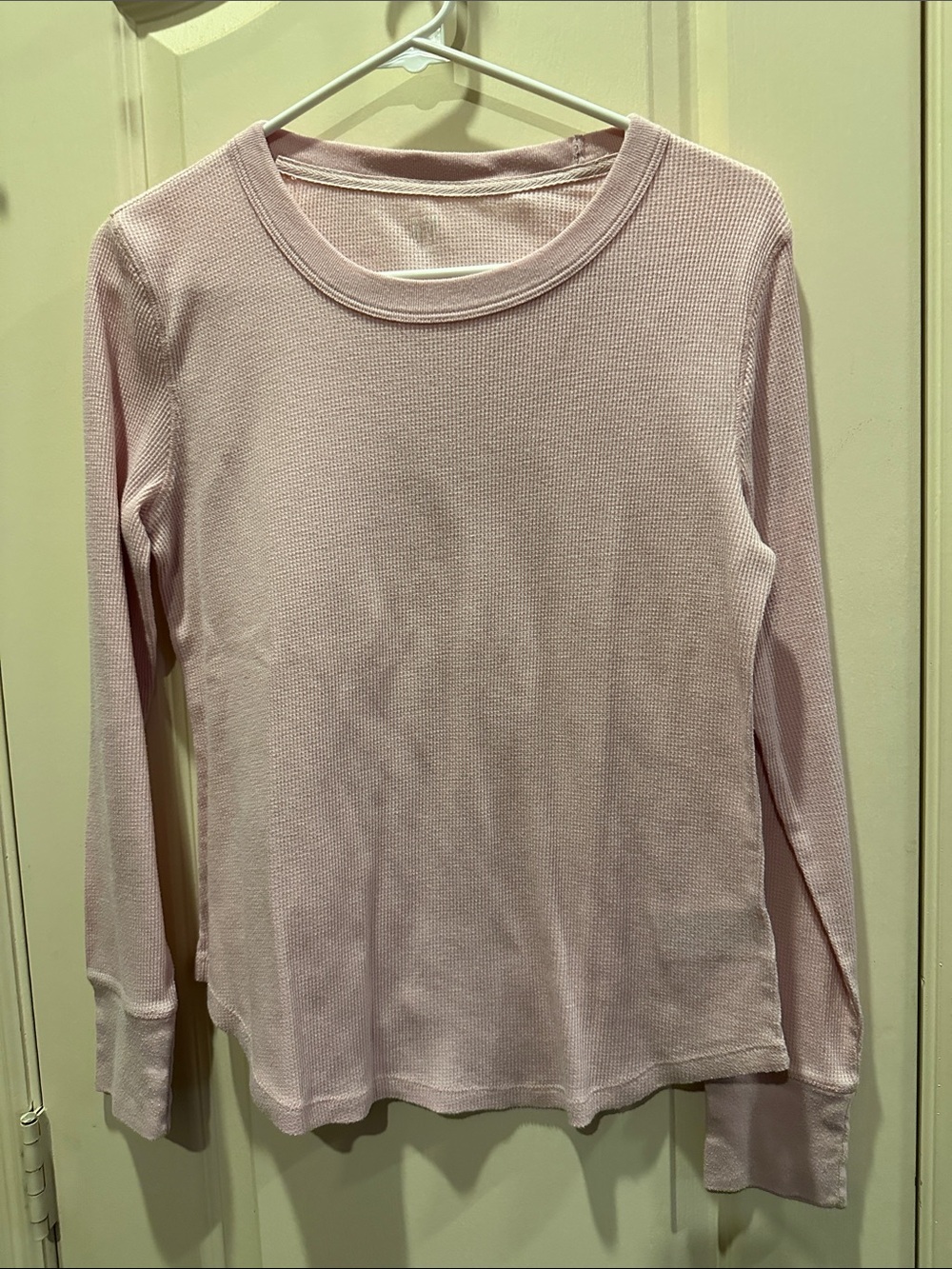 GAP Long-Sleeve Thermal Tee in Light Pink